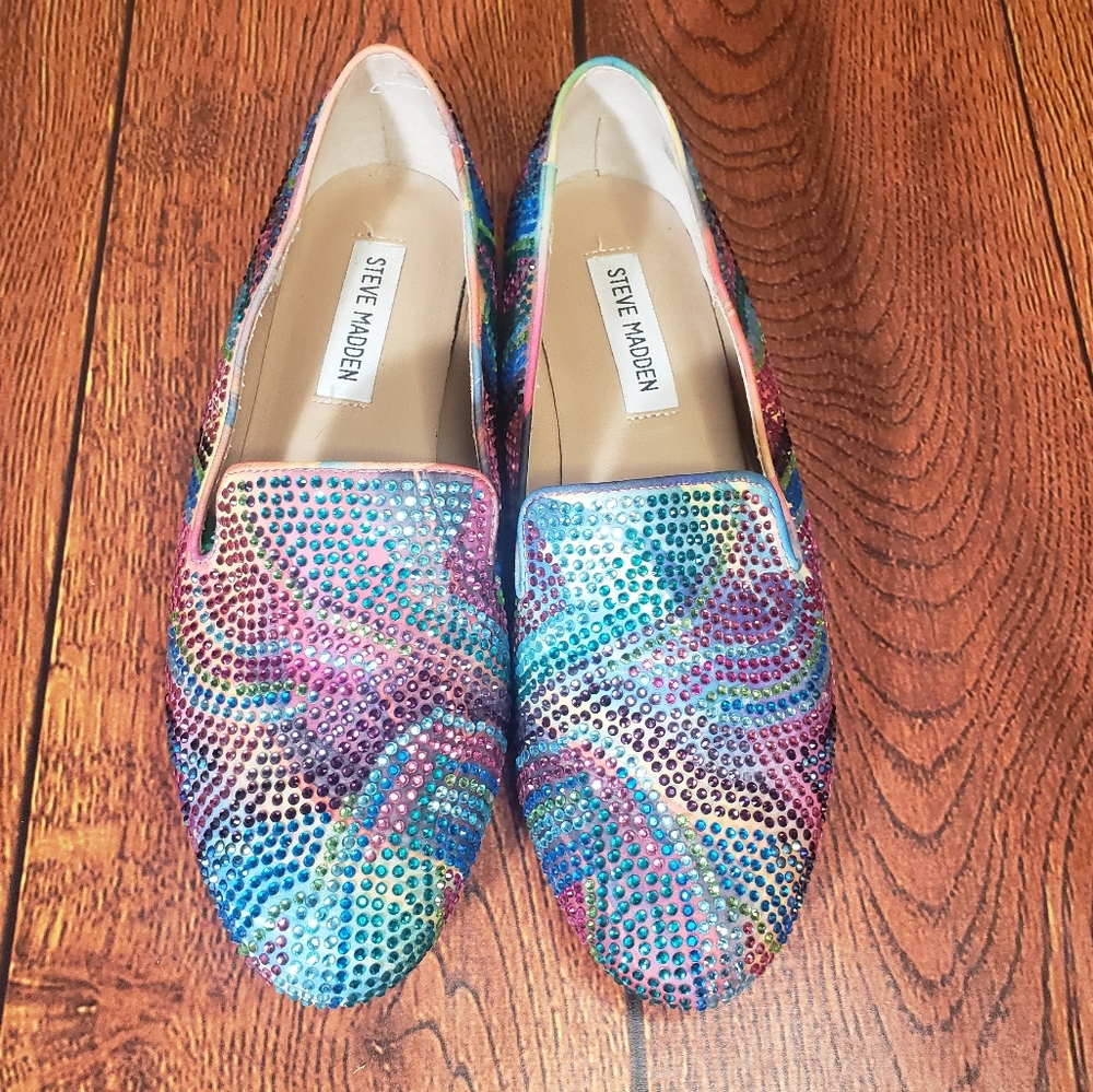 Steve Madden Rhinestone Colorful Slip-on Shoes